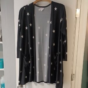 LuLaRoe Dark Grey With White Star Cardigan